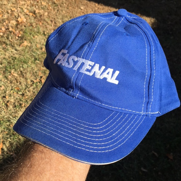 Blue Fastenal promotional hat full 6 panel with adjustable Velcro back strap - Picture 6 of 12
